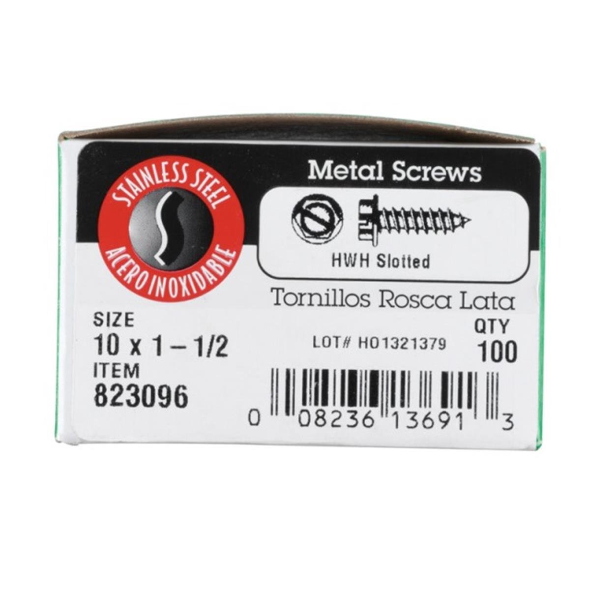Hillman Sheet Metal Screw, Stainless Steel Flange Hex Head Hex Drive, 100 PK 76522